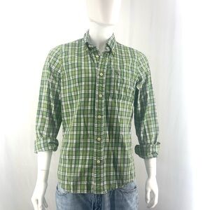 Abercrombie & Fitch Men's Green Checkered Shirt